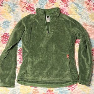 The North Face 1/4 Zip Fleece Pullover Womens  M Soft Army Green Fuzzy